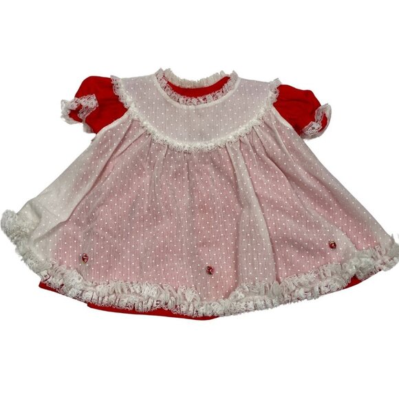 Vintage Bryan Red and White Polka Dot Apron babydoll style dress Size: L (18 mo) - Picture 1 of 13